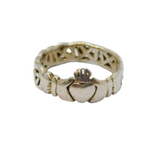 Sterling Silver Claddagh Celtic Pattern Band Ring Vintage c1970 Size U 1/2