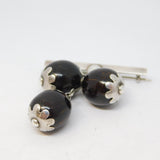 Sterling Silver & Mounted Betel Nut Drop Bar Brooch Antique c1920 Art Deco