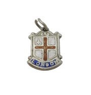 Sterling Silver Enamel London Shield Charm Pendant Vintage c1970