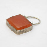Victorian Scottish Sterling Silver Red Agate Padlock Pendant Antique c1860s