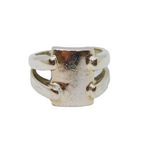 Sterling Silver Studio Style Split Band Signet Ring Modern c1990 Size P