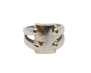 Sterling Silver Studio Style Split Band Signet Ring Modern c1990 Size P