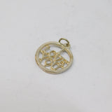Sterling Silver "I Love You" Cut Out Disc Charm Pendant Vintage c1970