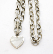 Sterling Silver & Mother of Pearl Cable Link Necklace Vintage c1970s