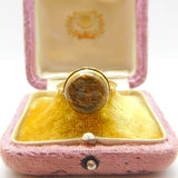 Arabic Yellow Metal & Carved Agate Deer Form Intaglio Ring Antique c1850