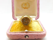 Arabic Yellow Metal & Carved Agate Deer Form Intaglio Ring Antique c1850