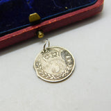 Sterling Silver Three Pence Charm Pendant Victorian 1883