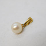 9ct Yellow Gold & Cultured Pearl Set Drop Pendant Vintage c1980s
