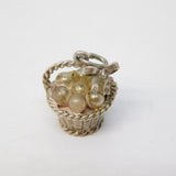 Sterling Silver Basket of Pearls Charm Pendant Vintage c1970