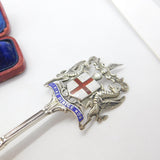 Edwardian Sterling Silver & Enamel Bowl Westminster Abbey Spoon 1904 Antique