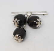 Sterling Silver & Mounted Betel Nut Drop Bar Brooch Antique c1920 Art Deco