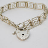Sterling Silver Greek Maze Pattern Panel Bracelet Vintage c1970s