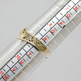 Sterling Silver Filigree Wishbone Dress Ring Vintage c1970 Size S