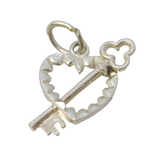 Sterling Silver Key to my Heart Charm Pendant Vintage c1970