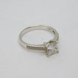 Sterling Silver CZ Sparkling Dress Ring Vintage c1990 Size T