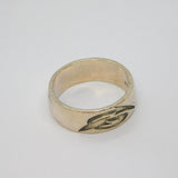 Sterling Silver Carved Pattern Wedding Band Ring Vintage c1970 Size S