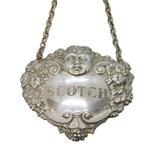 Sterling Silver Cherub Pattern 'Scotch' Decanter Label Vintage Birmingham