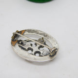 Victorian Sterling Silver Floral Pattern Brooch Pin Antique c1860