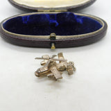 Sterling Silver Military Helicopter Charm Pendant Vintage c1970