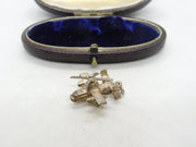 Sterling Silver Military Helicopter Charm Pendant Vintage c1970