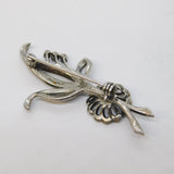 Sterling Silver Marcasite Set Floral Spray Brooch Pin Antique c1920 Art Deco
