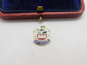 Sterling Silver and Enamel Windsor Travel Shield Charm Pendant Vintage c1970