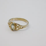 Sterling Silver Blue Topaz Celtic Style Dress Ring Vintage c1970 Size L 1/2
