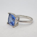 Sterling Silver & Cushion Cut Iolite Dress Ring Vintage c2000s