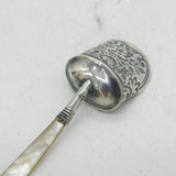 George III Sterling Silver Mother of Pearl Tea Caddy Spoon Antique 1817