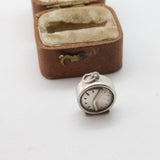 Sterling Silver Alarm Clock Charm Pendant Vintage c1970