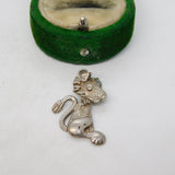 Sterling Silver Cartoon Lion Charm Pendant Vintage c1970