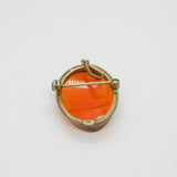 Continental .800 Silver & Gilt Carved Cameo Oval Brooch Or Pendant Vintage c1970