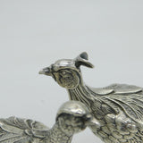 20th Century Spanish Pair of Sterling Silver Pheasants Antique c1920s Art Deco