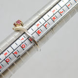 Sterling Silver 3 Ruby Wishbone Style Dress Band Ring Vintage c1970 Size N