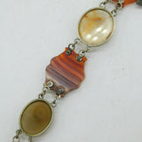 19th Century Scottish Sterling Silver & Agate Panel Bracelet Antique c1860s