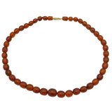 9ct Yellow Gold Graduating Baltic Amber Necklace Vintage c1970 50cm Length