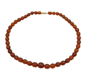 9ct Yellow Gold Graduating Baltic Amber Necklace Vintage c1970 50cm Length