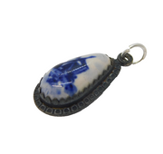 Sterling Silver Delft Ceramic Windmill Drop Charm Pendant Vintage c1970s