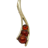 Sterling Silver 3 Baltic Amber Rounds Wishbone Charm Pendant Vintage c1970