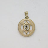 Sterling Silver Garnet Set Oval Cutwork Pendant Vintage c1970s