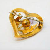 Edwardian 9ct Gold & Amethyst Scottish Thistle Heart Brooch Antique c1910