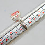 Sterling Silver Salmon Pink Garnet & Diamond Dress Ring Vintage c1990 Size N