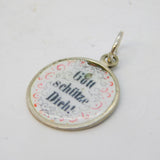 19th Century German Sterling Silver Enamel 'Gott Schütze Dich' Pendant Antique