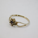 Sterling Silver Garnet & Citrine Cluster Dress Ring Vintage c1970 Size L