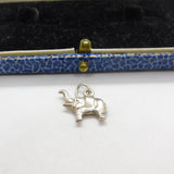 Sterling Silver Good Luck Trunk-Up Elephant Charm Pendant Vintage c1970