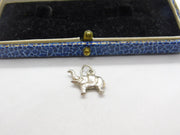 Sterling Silver Good Luck Trunk-Up Elephant Charm Pendant Vintage c1970