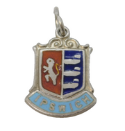 Sterling Silver Enamel Ipswich Shield Charm Pendant Vintage c1970