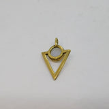 Sterling Silver Gilt Faceted Moonstone Cabochon Triangle Pendant Vintage c1990