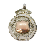Sterling Silver & Gold Fronted Sporting Fob Medal Antique 1920 Birmingham