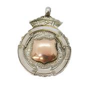 Sterling Silver & Gold Fronted Sporting Fob Medal Antique 1920 Birmingham